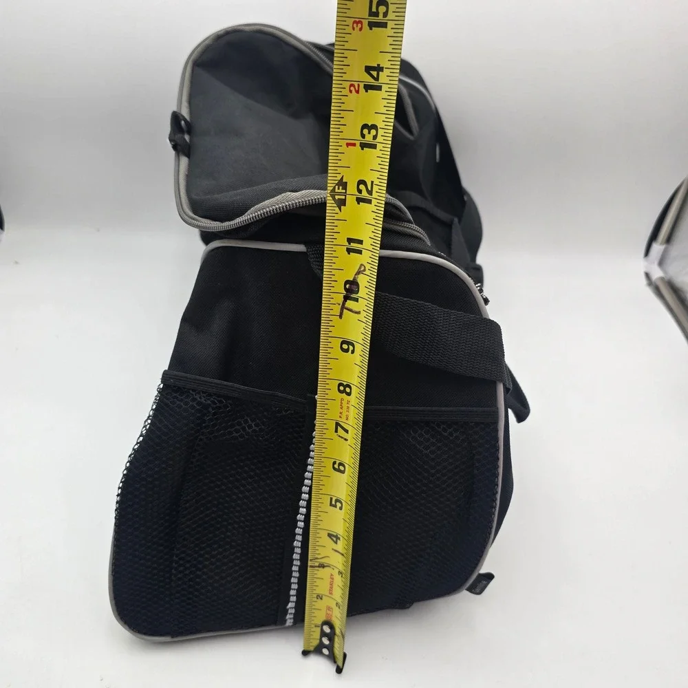 Powerade Black Canvas Athletic Duffel Gym Bag Reflective Trim Shoulder Strap - Picture 10 of 10